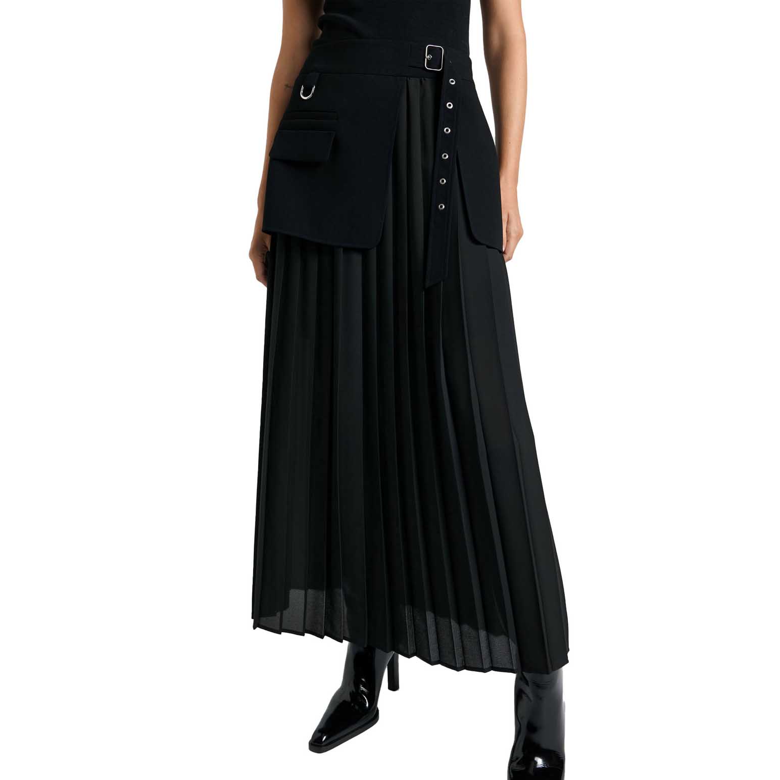 Cue Recycled Crepe Pleated Midi Wrap Skirt